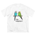 サトウユキエのセキセイインコがスキ ビッグシルエットTシャツ