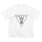 KIKITEKI_LABORATORYの閉眼逆トライアングル 黒 Big T-Shirt