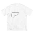 ねこやにわとりやの肝臓がニャンコ ビッグシルエットTシャツ