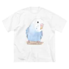 まめるりはことりのおしゃまな止まり木セキセイインコちゃん【まめるりはことり】 ビッグシルエットTシャツ