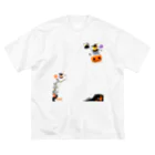 LittleLoroのFlying Pumpkin オカメインコのハロウィン 大きめワンポイント系 0461 ビッグシルエットTシャツ