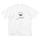 satoharuのカメラで亀を撮る猫山さん ビッグシルエットTシャツ