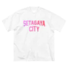 JIMOTO Wear Local Japanの世田谷区 SETAGAYA CITY ロゴピンク ビッグシルエットTシャツ