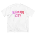 JIMOTO Wear Local Japanの杉並区 SUGINAMI CITY ロゴピンク ビッグシルエットTシャツ