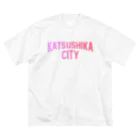 JIMOTO Wear Local Japanの葛飾区 KATSUSHIKA CITY ロゴピンク ビッグシルエットTシャツ