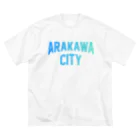 JIMOTO Wear Local Japanの荒川区 ARAKAWA WARD ロゴブルー ビッグシルエットTシャツ