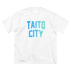 JIMOTO Wear Local Japanの台東区 TAITO WARD ロゴブルー ビッグシルエットTシャツ