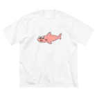 サメ わりとおもいのサメ？はピンク ビッグシルエットTシャツ