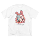 Tomei_Ningenのふわふわ地獄シャツ　うさぎ ビッグシルエットTシャツ