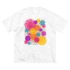 sandy-mのレースのお花畑 トロピカルカラー ビッグシルエットTシャツ