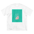 Yourlifeののび~るマヌルネコ_グリーン ビッグシルエットTシャツ