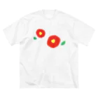 kozukuzukzの椿（赤ふたつ） ビッグシルエットTシャツ