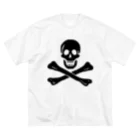 DRIPPEDの海賊旗スカル-Jolly Roger サミュエル・ベラミーの海賊旗-黒ロゴ ビッグシルエットTシャツ