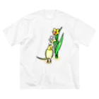 Lily bird（リリーバード）の水仙の雫で染まるオカメインコ① ビッグシルエットTシャツ