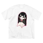 さくらの黒髪リボンの少女 ビッグシルエットTシャツ