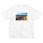 ク○ニ社長｜リヤカー珈琲×土木のリスボンの風景 ビッグシルエットTシャツ