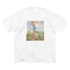 tarinaiのエーロ・ヤーネフェルト「少女と犬」 ビッグシルエットTシャツ