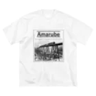 ヴィンテージ鉄道写真グッズの店の山陰本線 余部橋梁を渡るSL (レタリング/黒） Big T-Shirt