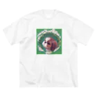 NORIMA'S SHOP のかわいいシーズー 犬と雪柳のフラワーリース ビッグシルエットTシャツ