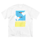 inae-doの青空・トキ・稲 ビッグシルエットTシャツ
