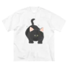 alcorのフリフリ猫(黒) ビッグシルエットTシャツ