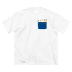 おばけベーカリーのポケットおばけ(ネイビー) ビッグシルエットTシャツ