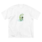 Poooompadoooourの宇田山茶舗(うたやまちゃほ) お茶飲みカエル ビッグシルエットTシャツ