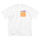 おばけベーカリーのポケットおばけ(オレンジ) ビッグシルエットTシャツ