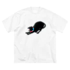Japon mignonの黒猫 ビッグシルエットTシャツ