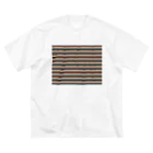 many many stripes.のボーダー水色ピンク ビッグシルエットTシャツ