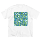 stica patterns.の白いお花パターン ビッグシルエットTシャツ