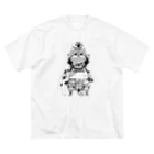 Satoshi MatsuuraのCat Samurai monochrome ビッグシルエットTシャツ