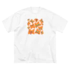 ﾄﾙｺﾞﾚのネコアメーバ　オレンジ ビッグシルエットTシャツ