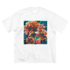 福陀落海灣公司の台湾花布 ビッグシルエットTシャツ