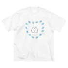 mucho muchoの窮魚、猫を噛む ビッグシルエットTシャツ