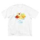 しんま みさんの純喫茶ブルーラビット　プリンアラモード(正面) ビッグシルエットTシャツ