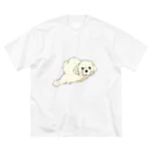 マルチーズの白い犬Tシャツ ビッグシルエットTシャツ