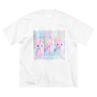 PARU HIMAの虹色泣き虫ふわうさ ビッグシルエットTシャツ