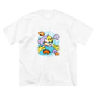 Cody the LovebirdのChubby Bird サンゴ礁を守ろう！　オカメインコと海のお友達 ビッグシルエットTシャツ