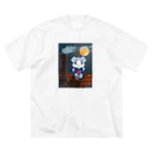 situji_to_meiの露天商の屋根上のネコ ビッグシルエットTシャツ