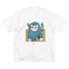 light blueの館のダルマロボ 青 ビッグシルエットTシャツ