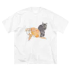 草地家のねこ（なや図書館併設）のもえくろ ビッグシルエットTシャツ