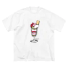 HIDEPAINT　SUZURI店のイチゴパフェ ビッグシルエットTシャツ