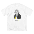 ビールとアート TM-3 Designの偉人 × BEER（ベートーベン）黒線画 Big T-Shirt