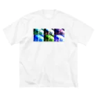 MUGURa-屋の氷中花モザイク ビッグシルエットTシャツ