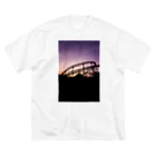 写真プリントの夕暮れシルエット ビッグシルエットTシャツ