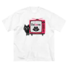 イラスト MONYAAT の黒猫のテレビに出るにゃー L Big T-Shirt