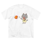 白米のオトモのメカっぽいねこ ビッグシルエットTシャツ