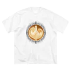 Prism coffee beanの【Lady's sweet coffee】ラテアート エレガンスリーフ ビッグシルエットTシャツ