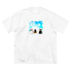 くろねこさんのくろねこさんと雪だるま ビッグシルエットTシャツ